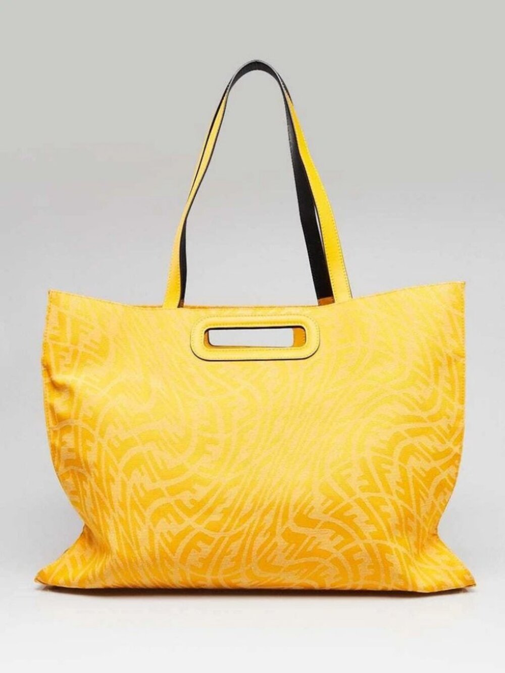 Fendi Mimosa Jacquard Vitello Grace Canvas FF Vertigo Shopper Tote Bag - 7VA480